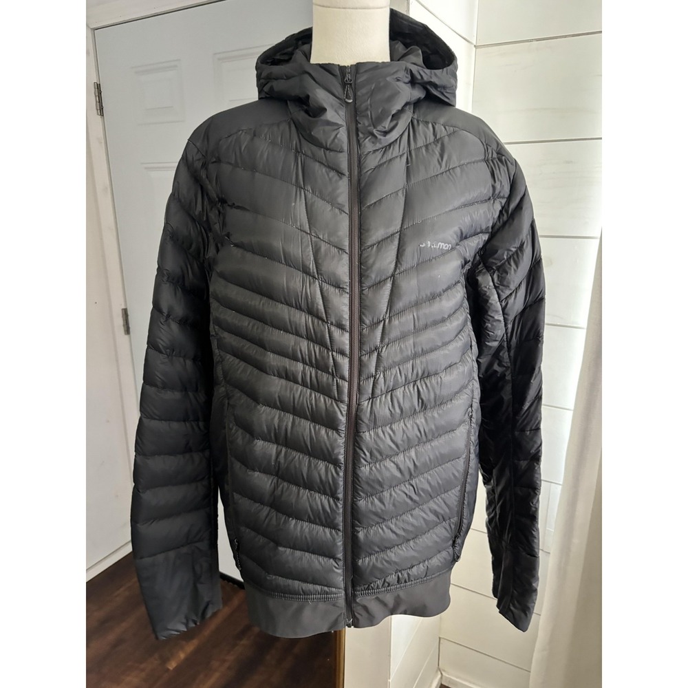 Salomon Jacket Womens Large Black Hooded Insulated Puffer Full Zip Hiking Winter